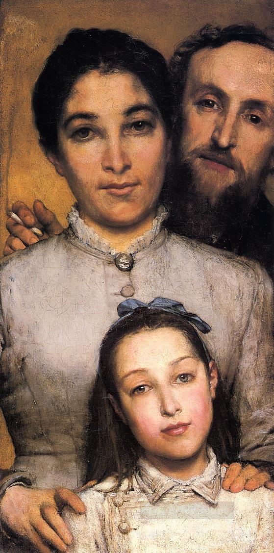 Portrait of Aime Jules Dalou his Wife and Daughter Romantic Sir Lawrence Alma Tadema Oil Paintings